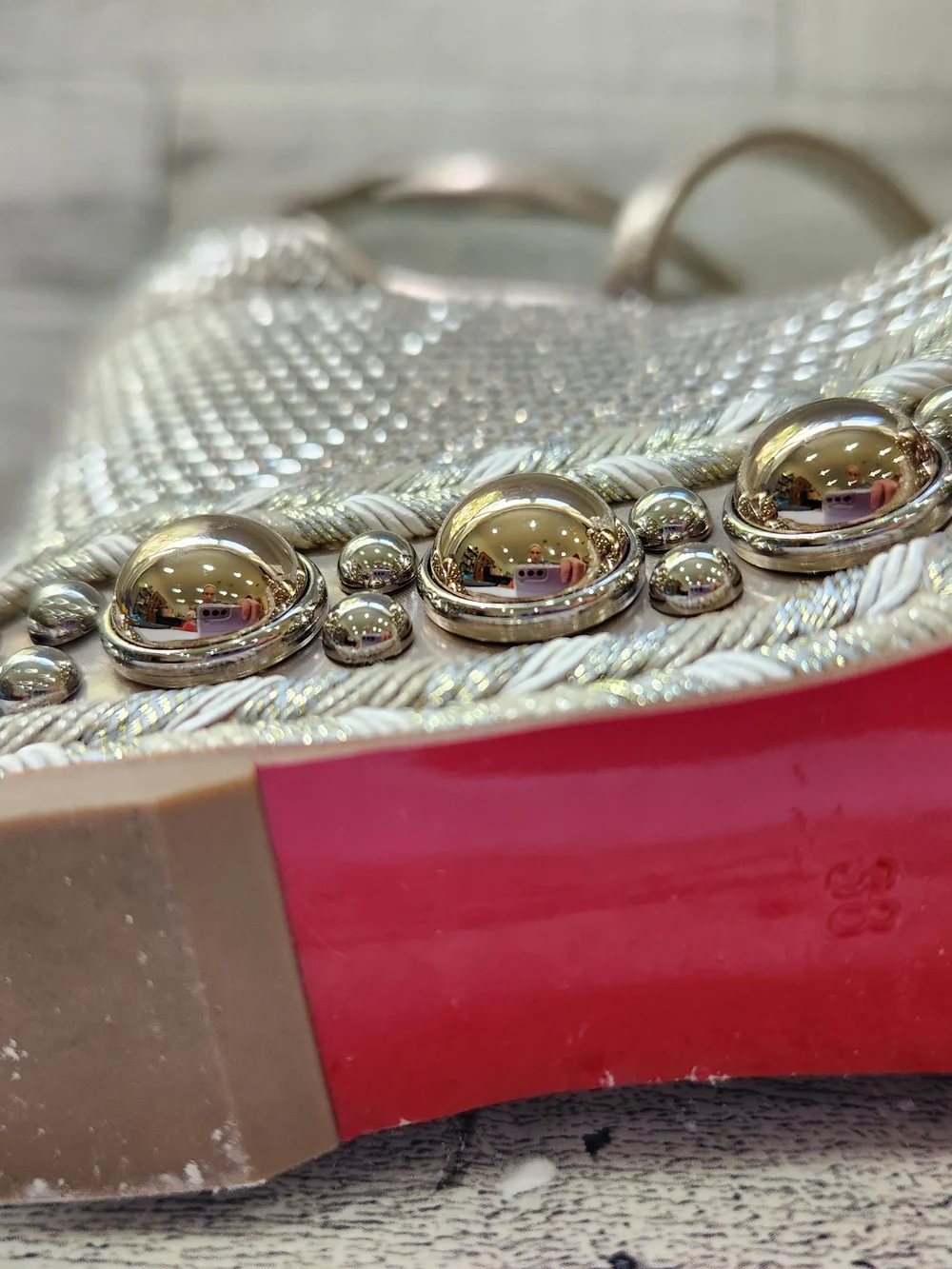 Christian Louboutin Chocazeppa 120 Glitter Diamanté Specchio Wedge Sandals